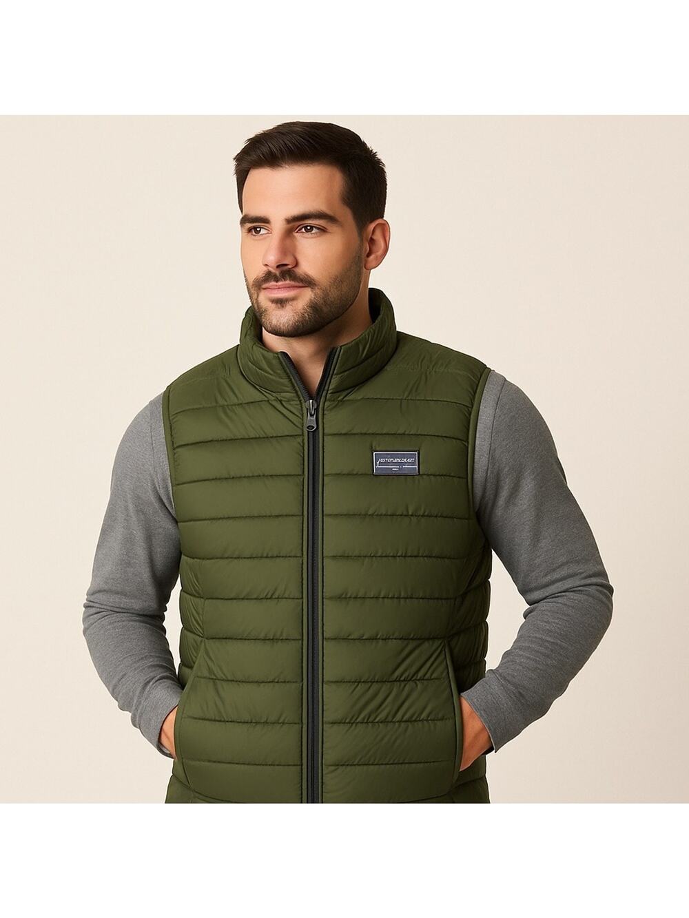 Olive Green Quilt Puffer Vest Hiking | Outdoor Layering | Travel Ready‎ | Sporty